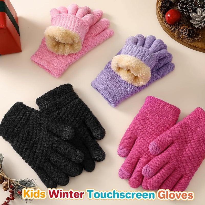 Clothclose Kids Winter Gloves for Boys Girls, Warm Winter Gloves for Kid, Knit Cable Fleece Lined Toddler Kids Glove Mitten - Image 5